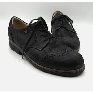 FINN‎ COMFORT Asiago Oxford Women's Size 6.5 Black Nubuck Wingtip Shoe NWOB